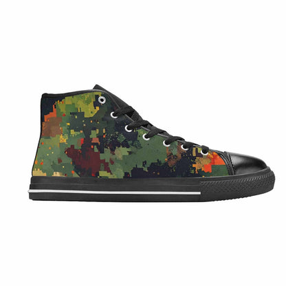 WOMEN'S Military Camouflage Blotch High Top Canvas Vibrant Chaos Sneakers