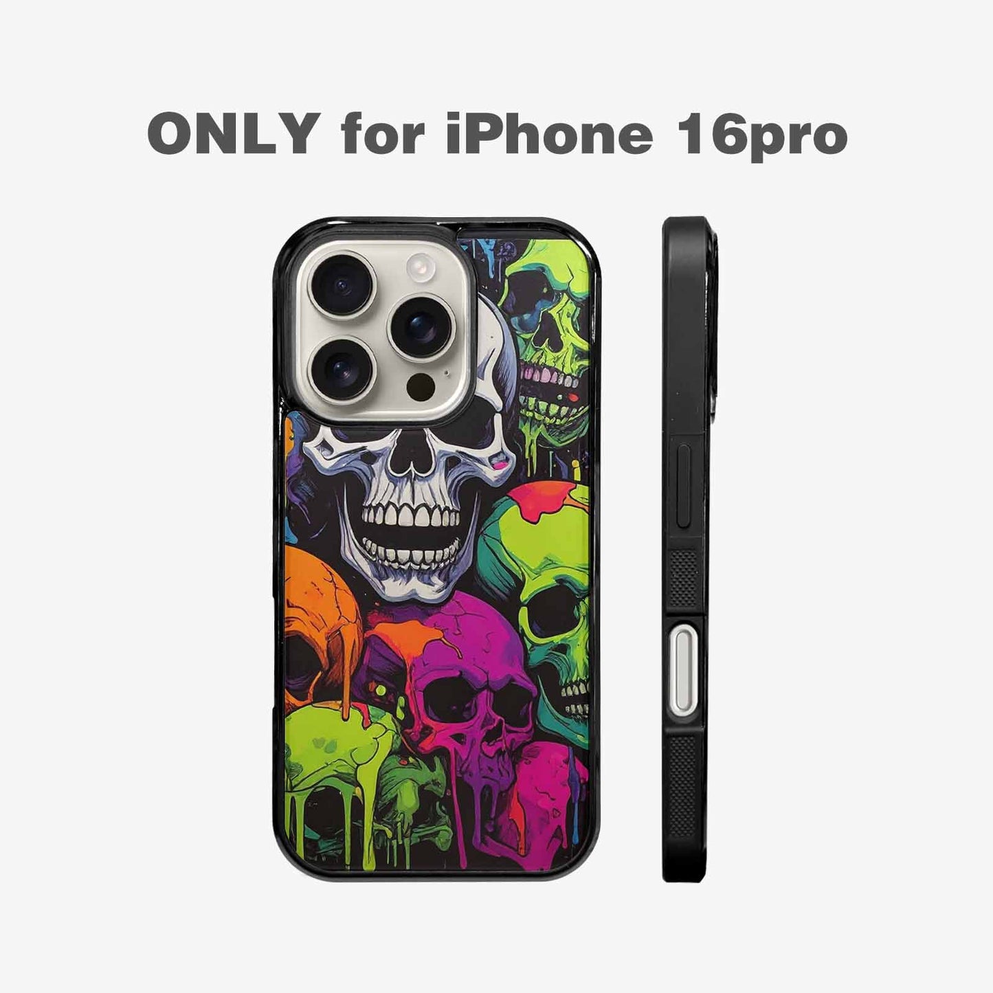 iPhone 16 Pro Case — Vibrant Camo 1000\'s Of Skeletons Neon, Original Design Phone Case