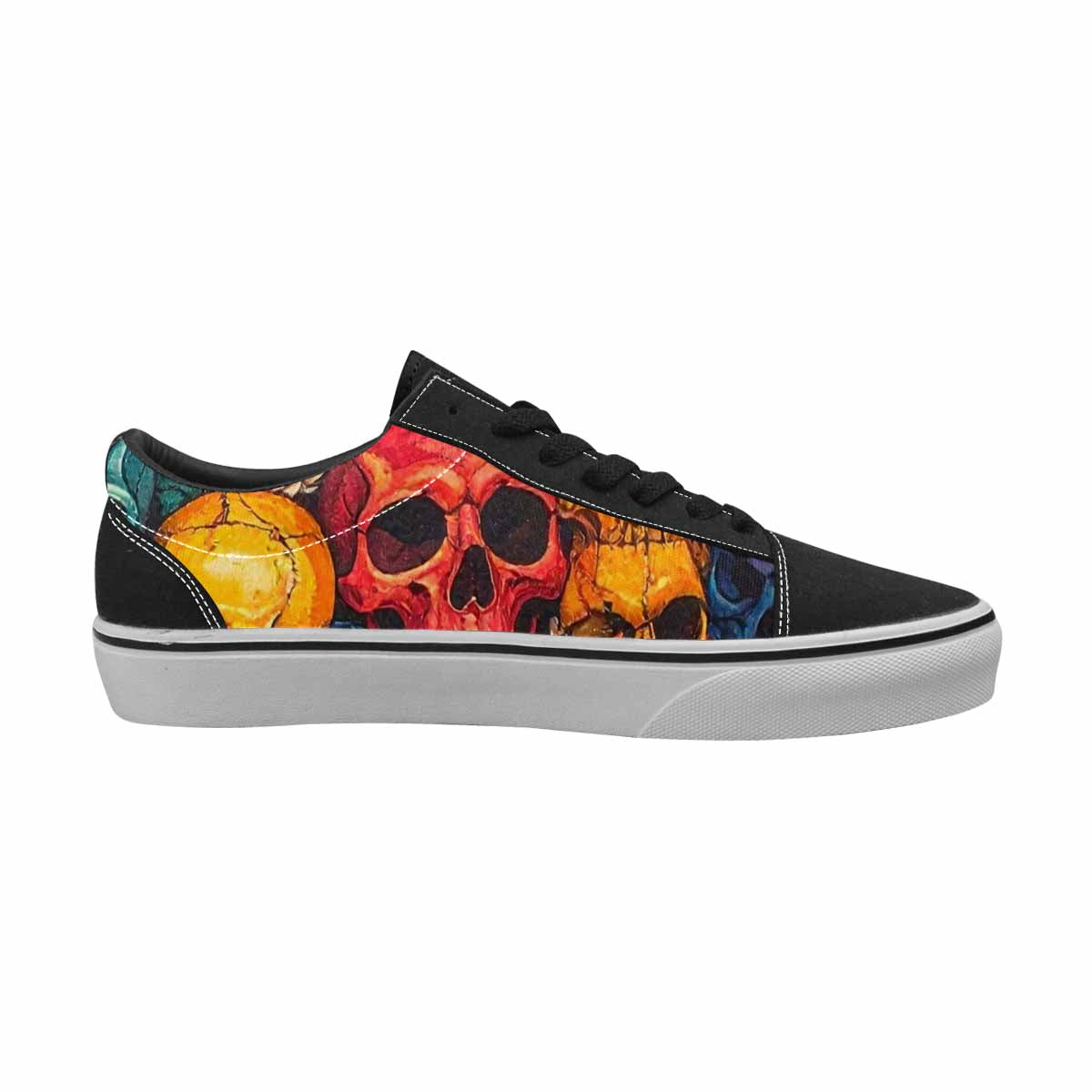 WOMEN'S Skull Roses Lace-Up Canvas Melting Art Sneakers