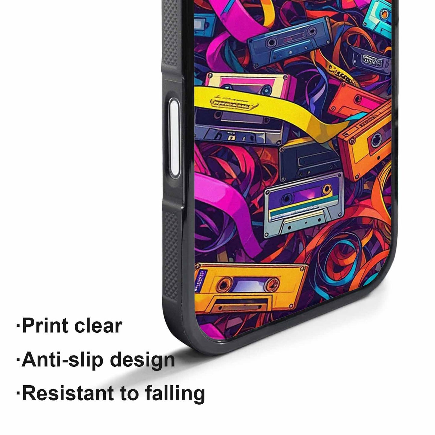 iPhone 17 Pro Case — Retro Cassette Tape Pattern Hundreds Retro, Custom Print Case Cover