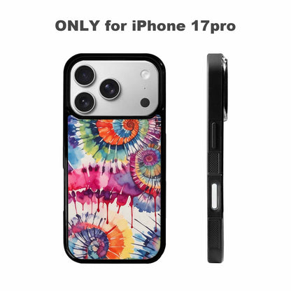 iPhone 17 Pro Case — Tie Dye Swirls Black Red Tie, Custom Made Phone Cover