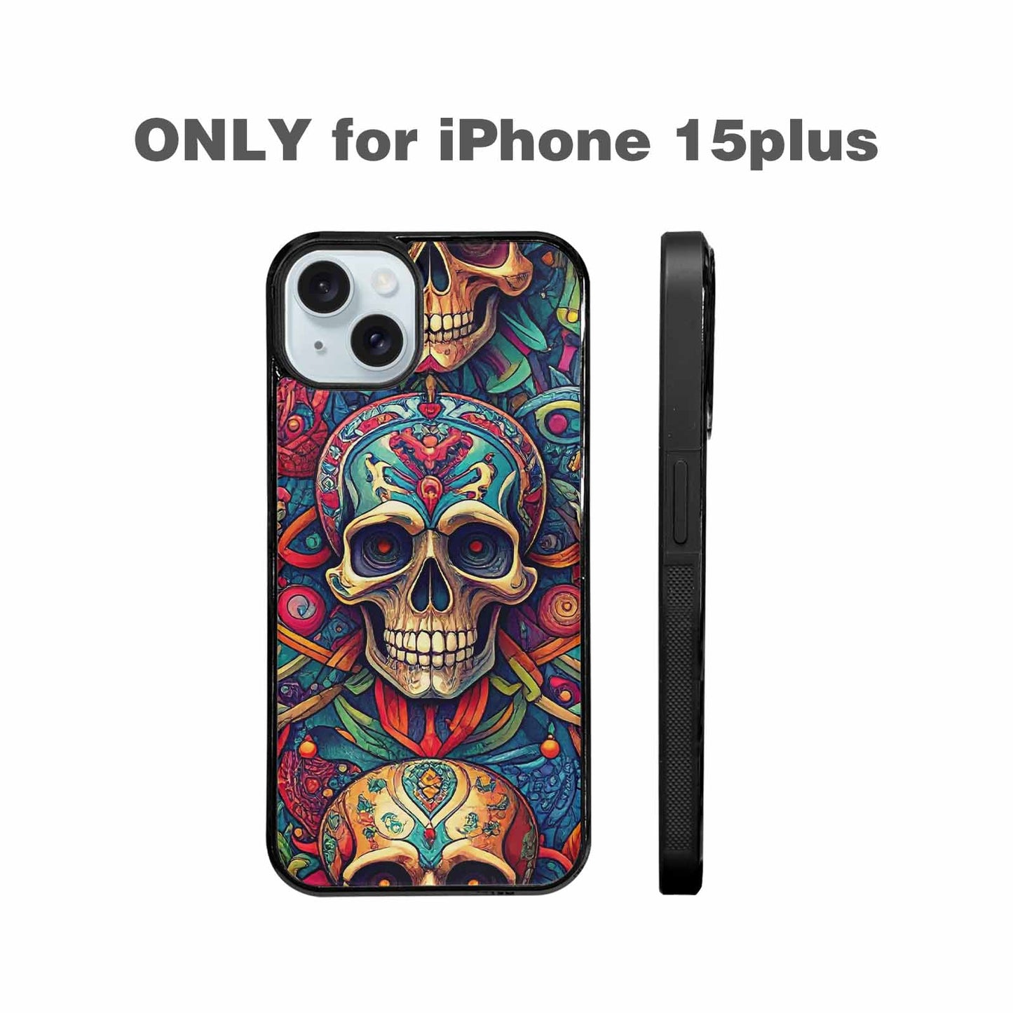iPhone 15 Plus Case — Sacred Geometry Lots Of Skulls Seamless, Original Design Phone Case
