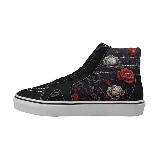 WOMEN'S Black Gothic Rose High Top Canvas Vibrant Chaos Shoes