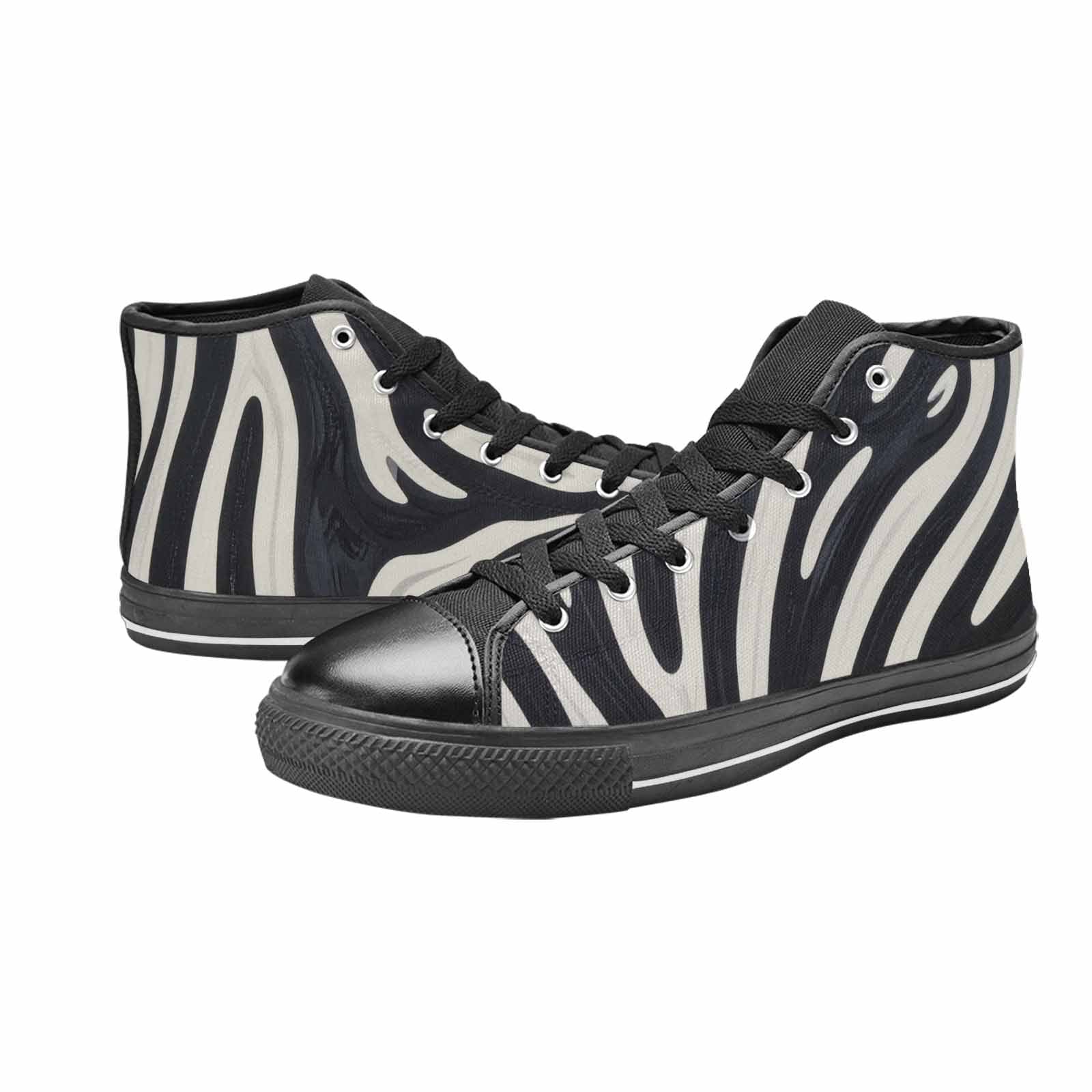 MEN'S Modern Zebra Stripe High Top Canvas Vibrant Chaos Sneakers