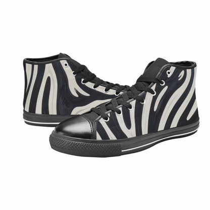 MEN'S Modern Zebra Stripe High Top Canvas Vibrant Chaos Sneakers