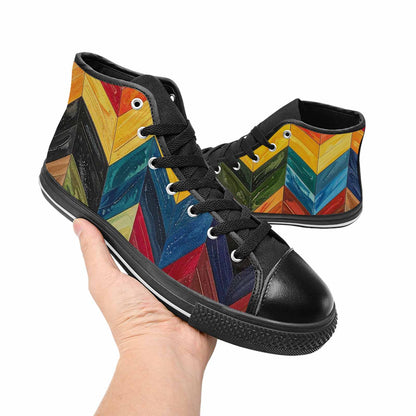 MEN'S Progress Pride Flag High Top Canvas Neon Fantasy Shoes