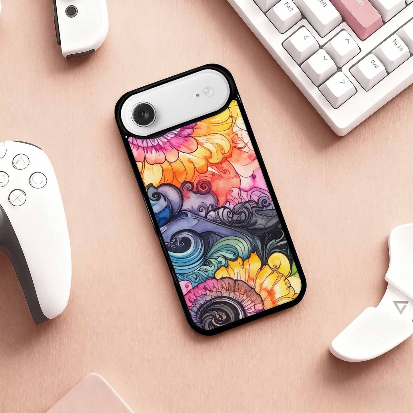 iPhone 17 Air Case — Tie Dye Swirls Black White Tie, Custom Designed Case Cover