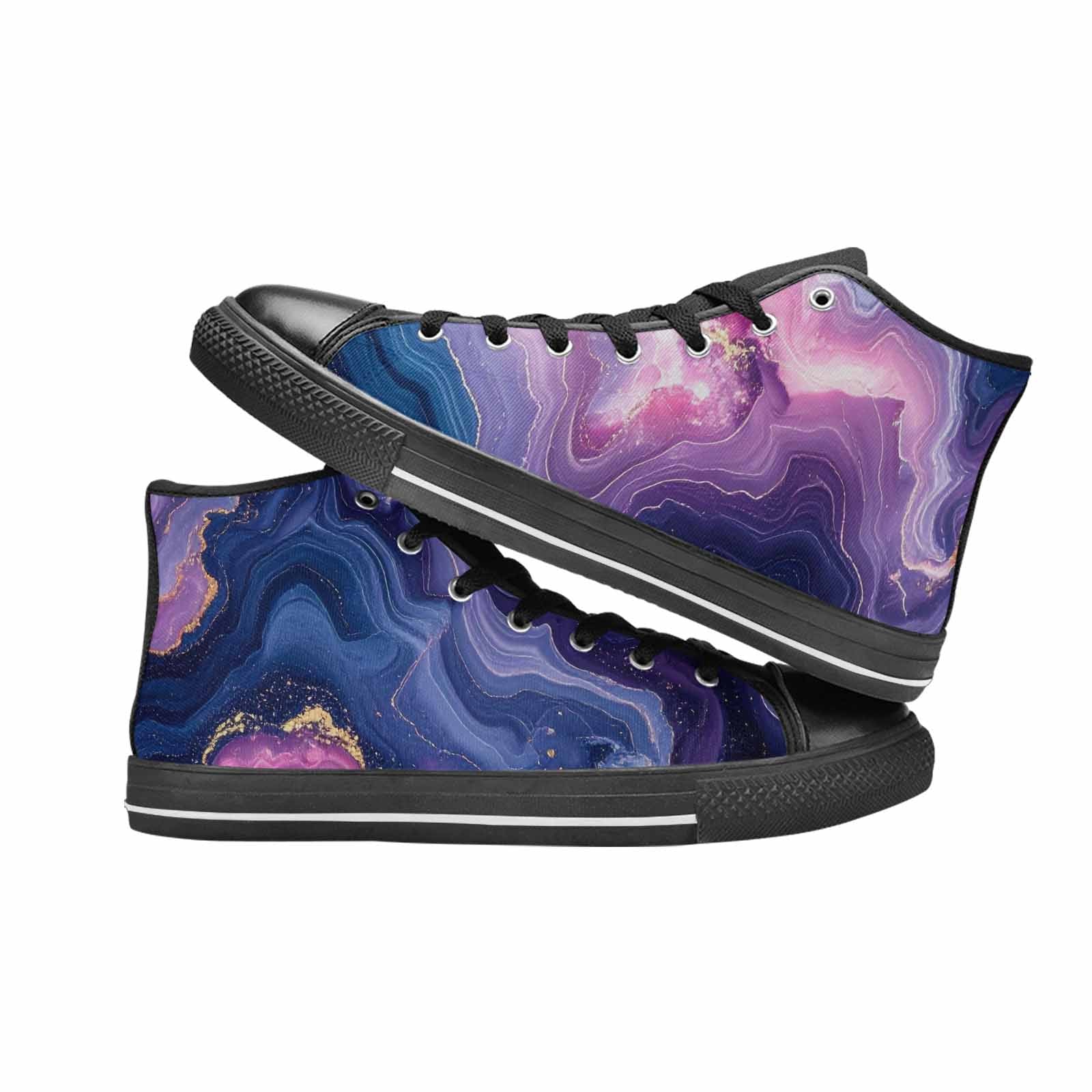 MEN'S Marble Galaxy High Top Canvas Neon Fantasy Custom Sneakers
