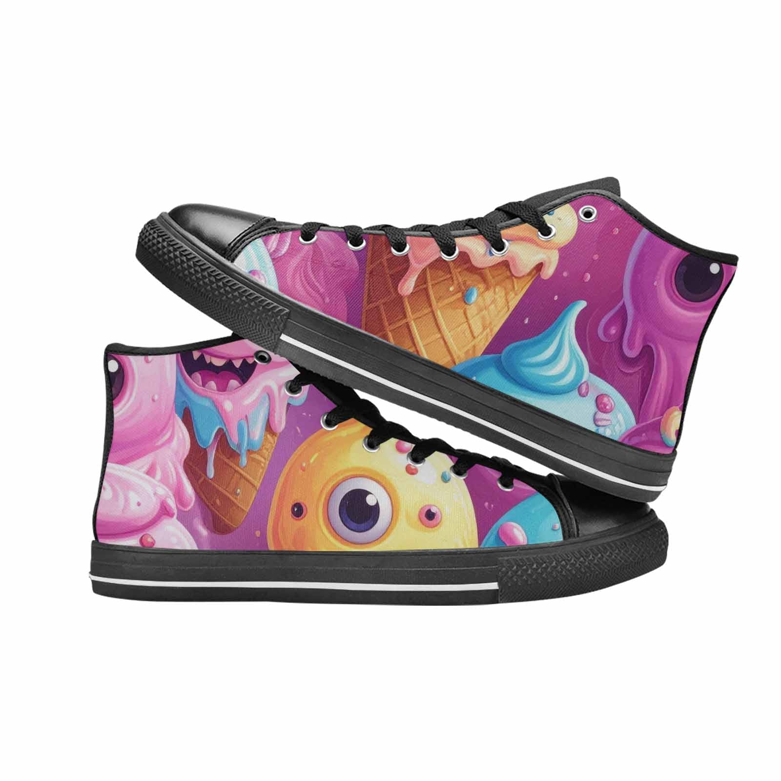 MEN'S Melting Icecream Cone Monster High Top Canvas Vivid Custom Shoes