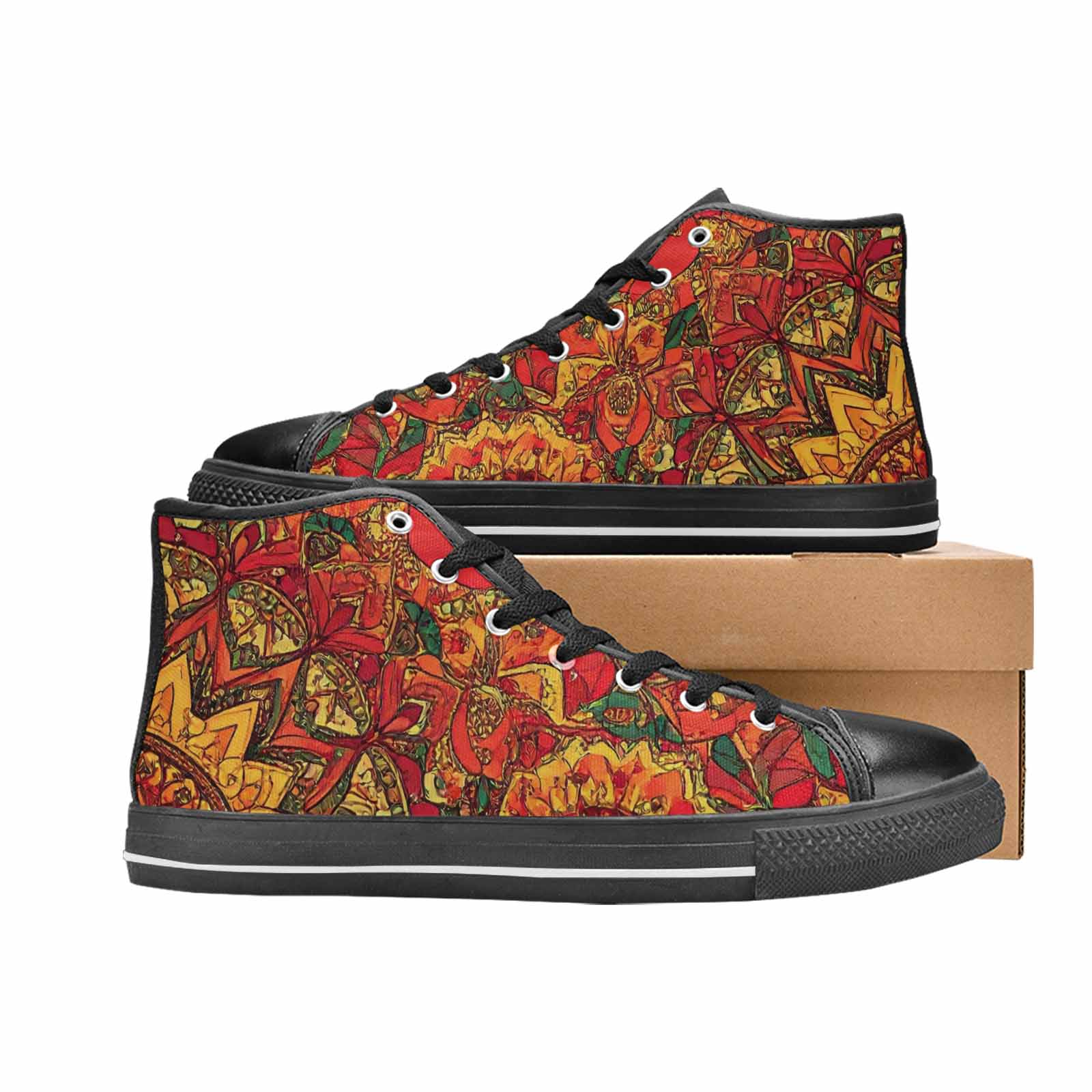 WOMEN'S Mandala Lions High Top Canvas Dark Academia Shoes
