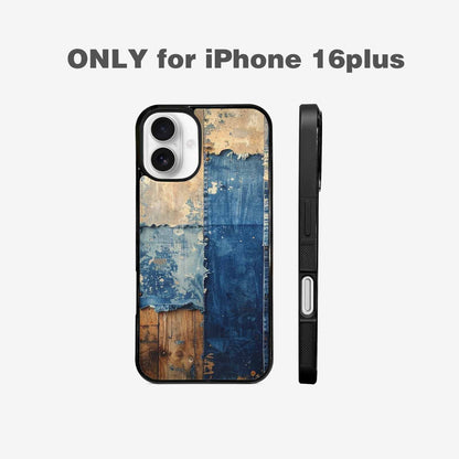 iPhone 16 Plus Case — Denim Distressed Textures Print Edge To, Customized Protective Case
