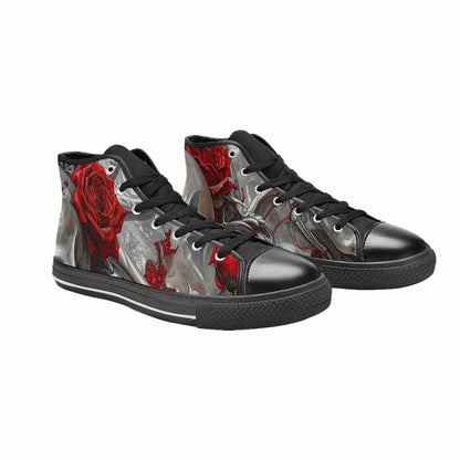 WOMEN'S Skulls Roses Chrome Airbrush High Top Canvas Y2K Sneakers