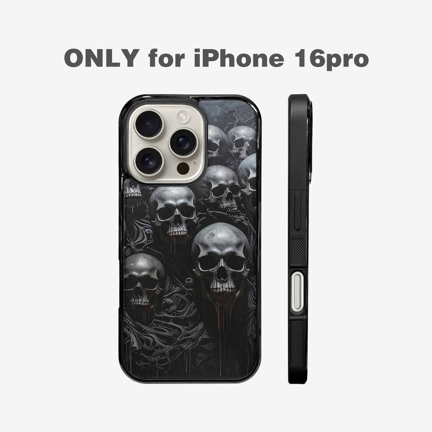 iPhone 16 Pro Case — Grey Dark Black And Grey Tones, Customized Protective Case