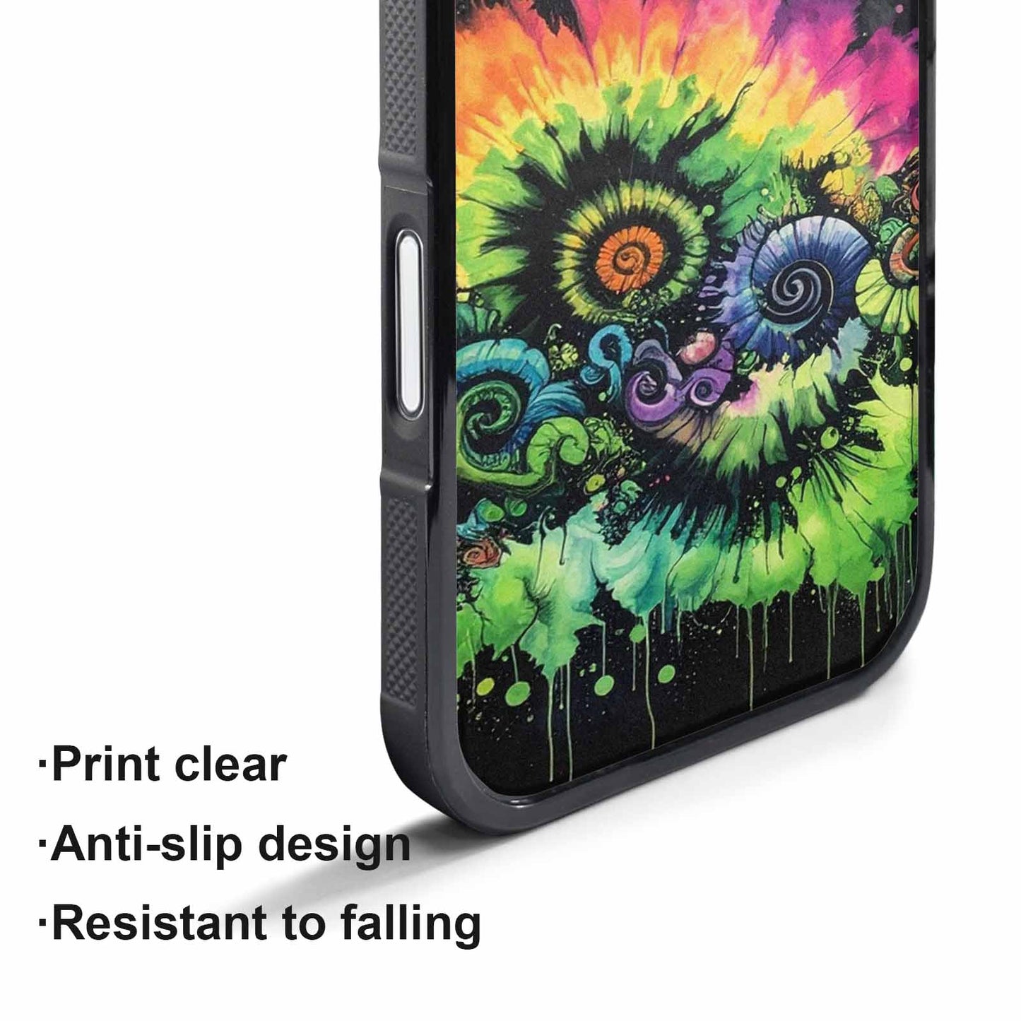 iPhone 17 Pro Max Case — Black &amp; Green Ink Tie Dye, Personalized Phone Case