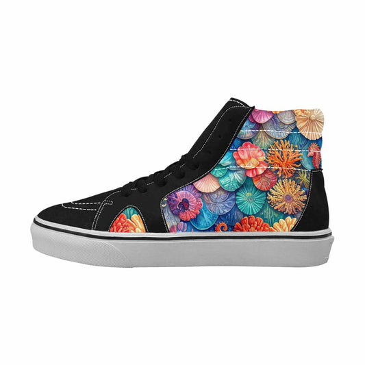MEN'S Fish Scale Coral High Top Canvas Vibrant Chaos Custom Shoes