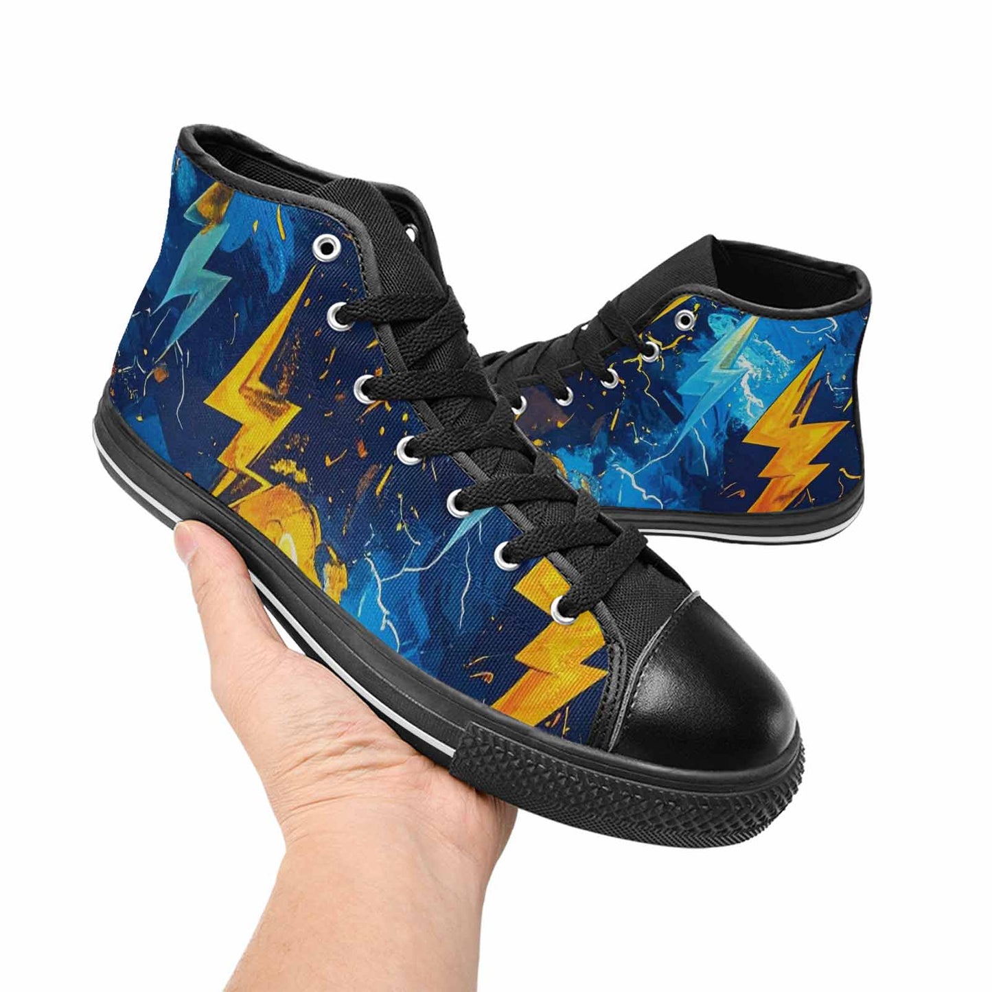 MEN'S Lightning Bolt High Top Canvas Vibrant Chaos Sneakers
