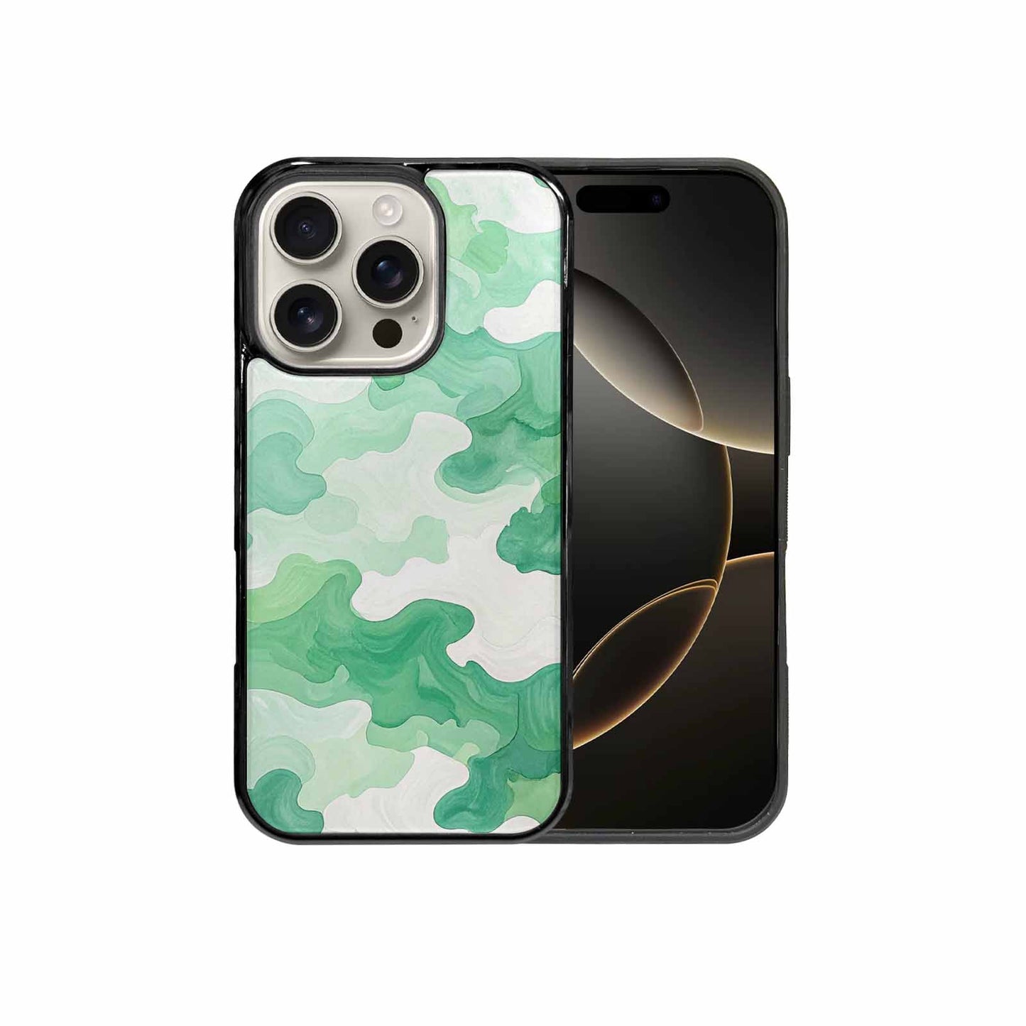 iPhone 16 Pro Case — Camo Mint Green White, Customized Protective Case