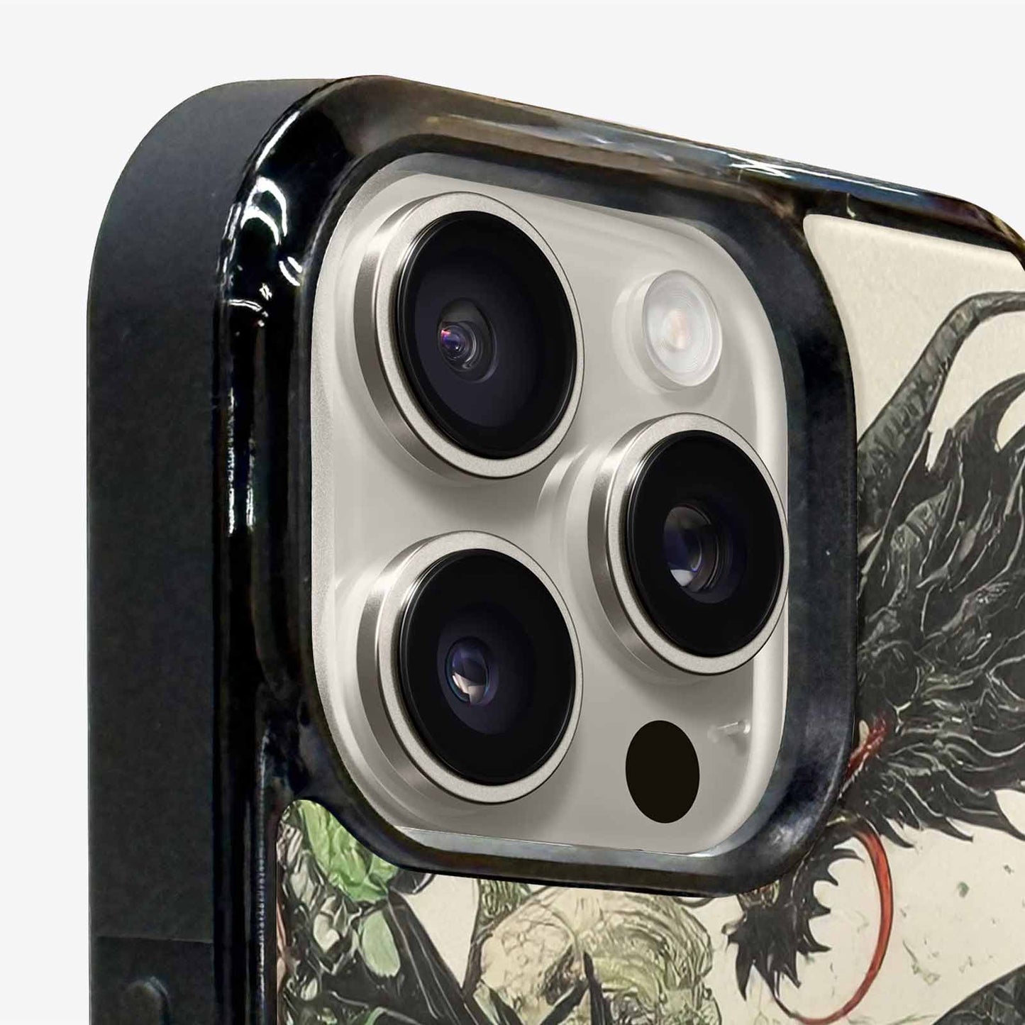 iPhone 15 Pro Max Case — Dragon Scale Black Green Ink Dragons, Custom Art Phone Cover