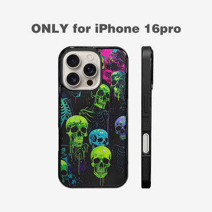 iPhone 16 Pro Case — Skeletons Neon Green Glowskele Ejt Personalized, Custom Made Phone Cover