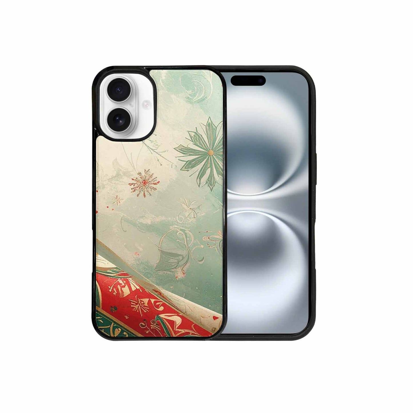 iPhone 16 Plus Case — Christmas Wrapping Paper Pattern Art Wallpaper, Custom Print Case Cover