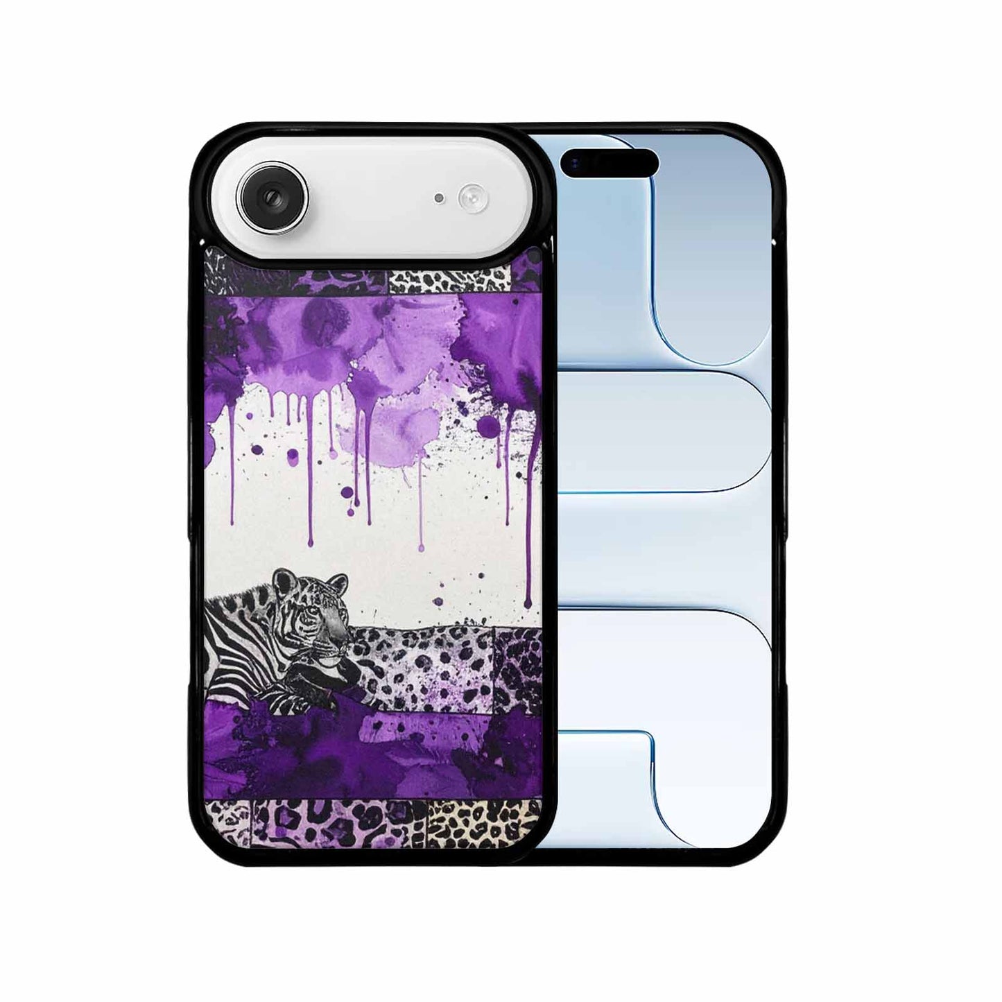 iPhone 17 Air Case — Black Purple Ink Animal Print Animal, Custom Designed Case Cover