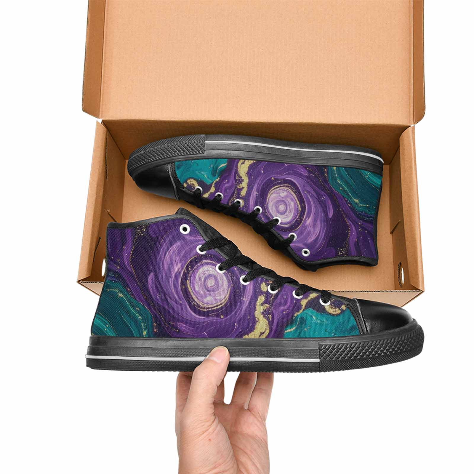 WOMEN'S Marble Galaxy Swirl High Top Canvas Dreamcore Sneakers
