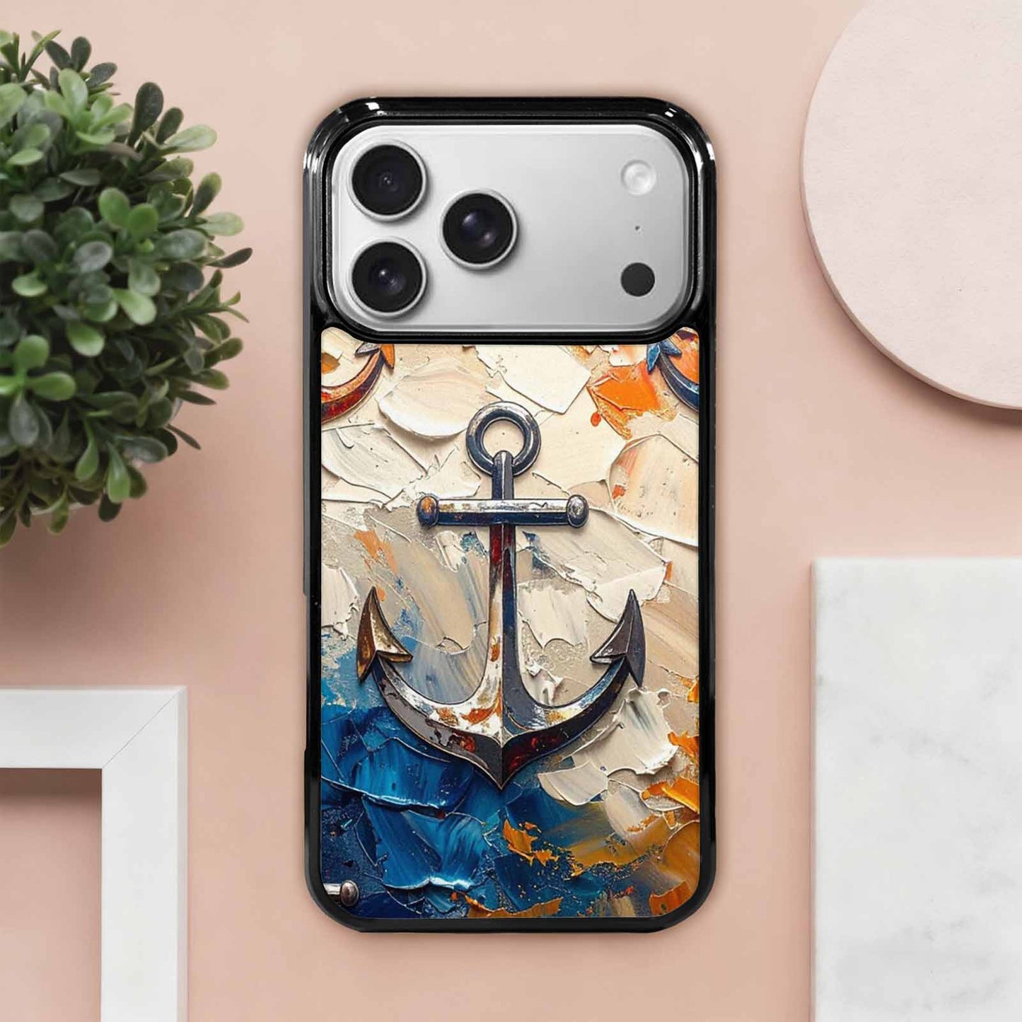 iPhone 17 Pro Max Case — Chrome Bling Anchor Original Art, Customized Protective Case