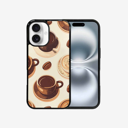 iPhone 16 Case — Coffee Cup And Bean Pattern Seamless, Custom Phone Case