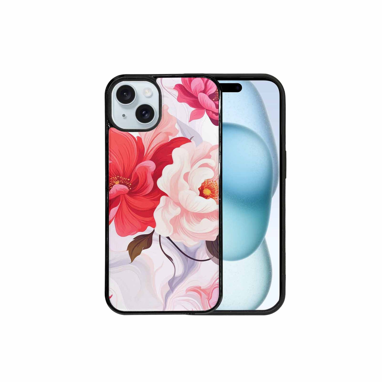 iPhone 15 Plus Case — Marble Floral Custom, Custom Printed Phone Case