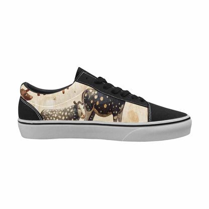 MEN'S Cow Animal Print Canvas Lace-Up Vibrant Chaos Sneakers