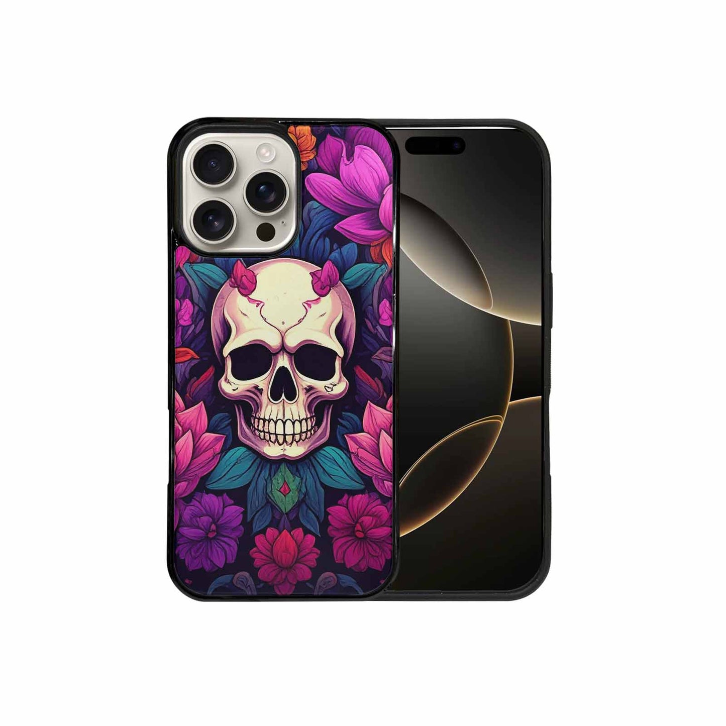 iPhone 16 Pro Max Case — Lotus Many Hundreds Of Skulls Art, Custom Art Phone Cover