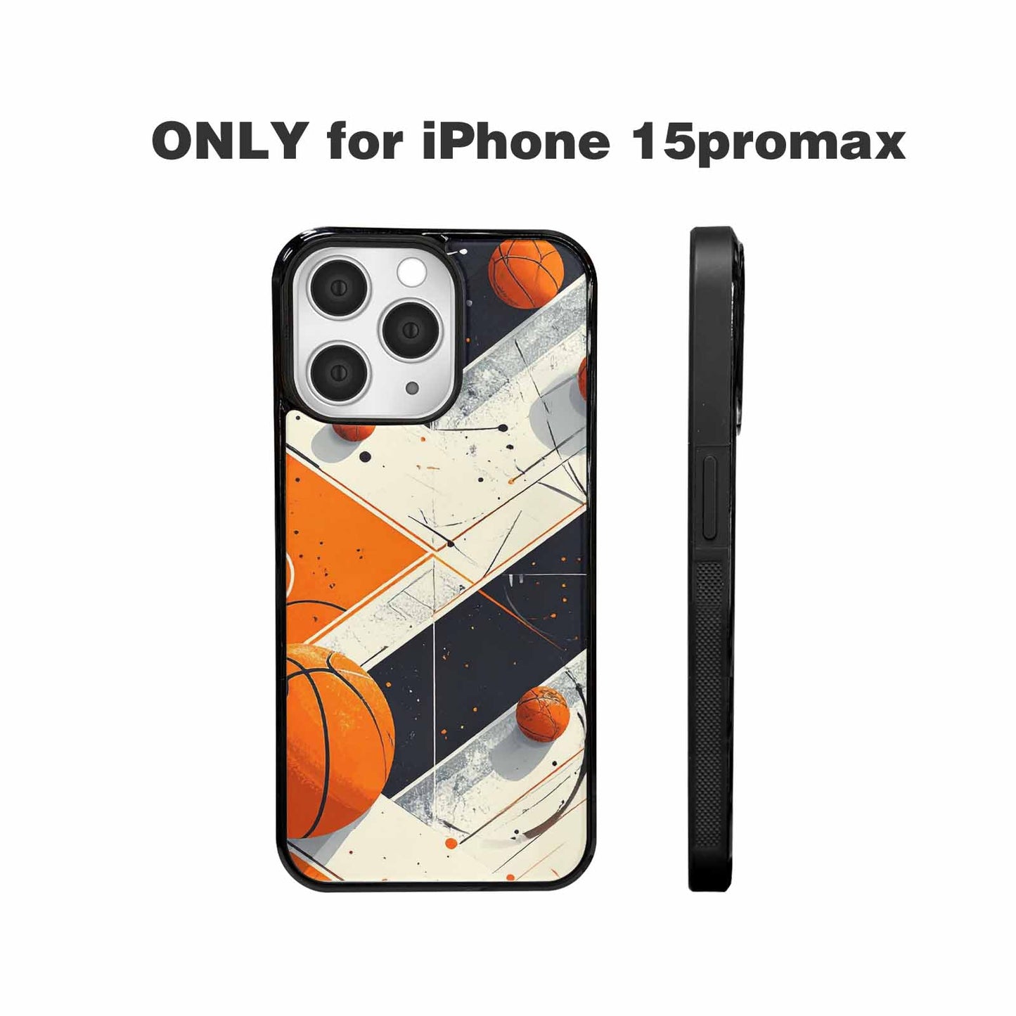 iPhone 15 Pro Max Case — Basketball Pattern Court Lines And Balls, Personalized Phone Case