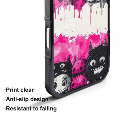 iPhone 17 Pro Max Case — Black &amp; Pink Ink Cartoon Cute, Custom Made Phone Cover
