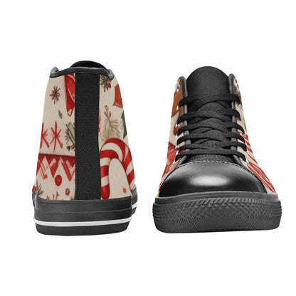 WOMEN'S Christmas Holly Snowflake High Top Canvas Grunge Custom Shoes