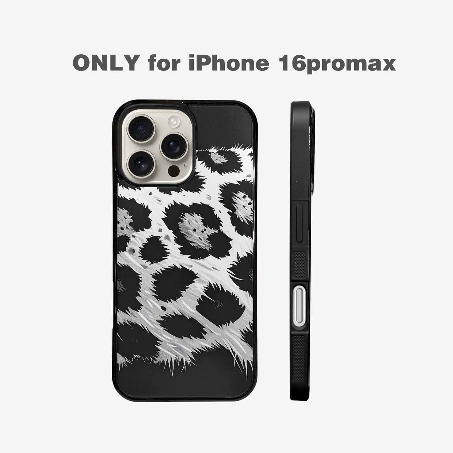iPhone 16 Pro Max Case — Leopard Print Black And White Style, Custom Made Phone Cover