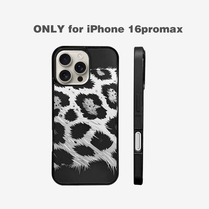 iPhone 16 Pro Max Case — Leopard Print Black And White Style, Custom Made Phone Cover