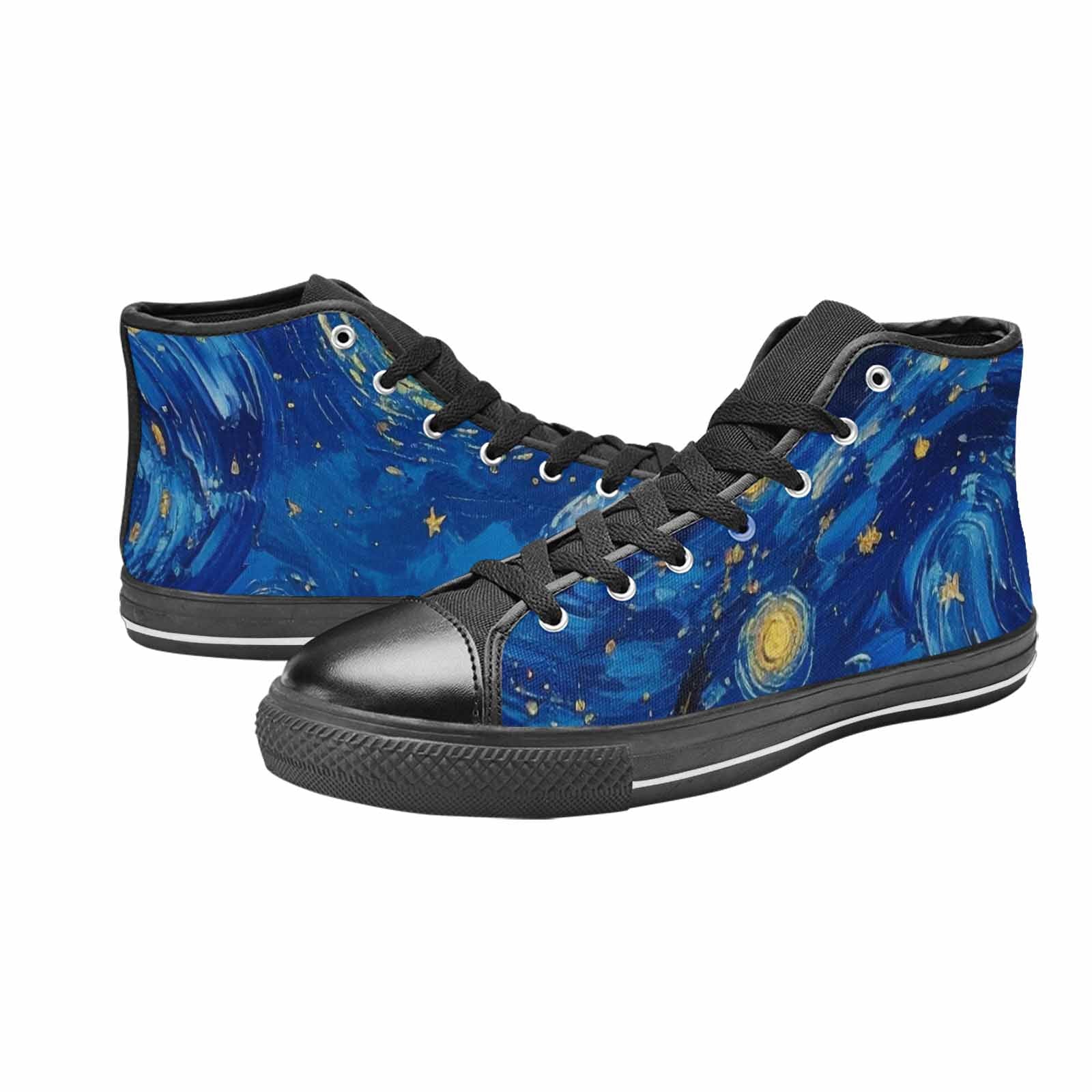 MEN'S Starry Night Galaxy High Top Canvas Cottagecore Custom Shoes