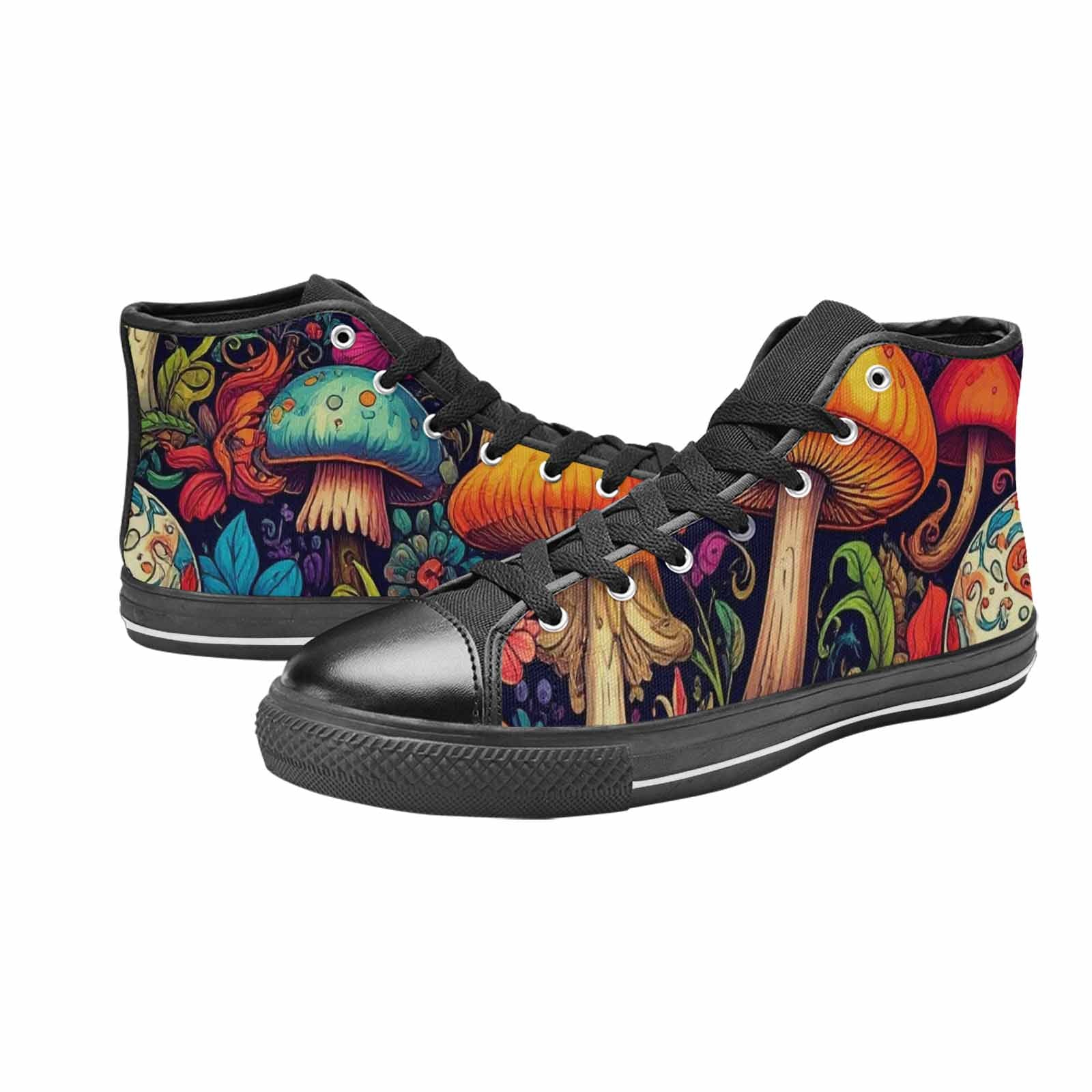 WOMEN'S Mushrooms And Skulls High Top Canvas Cottagecore Custom Shoes