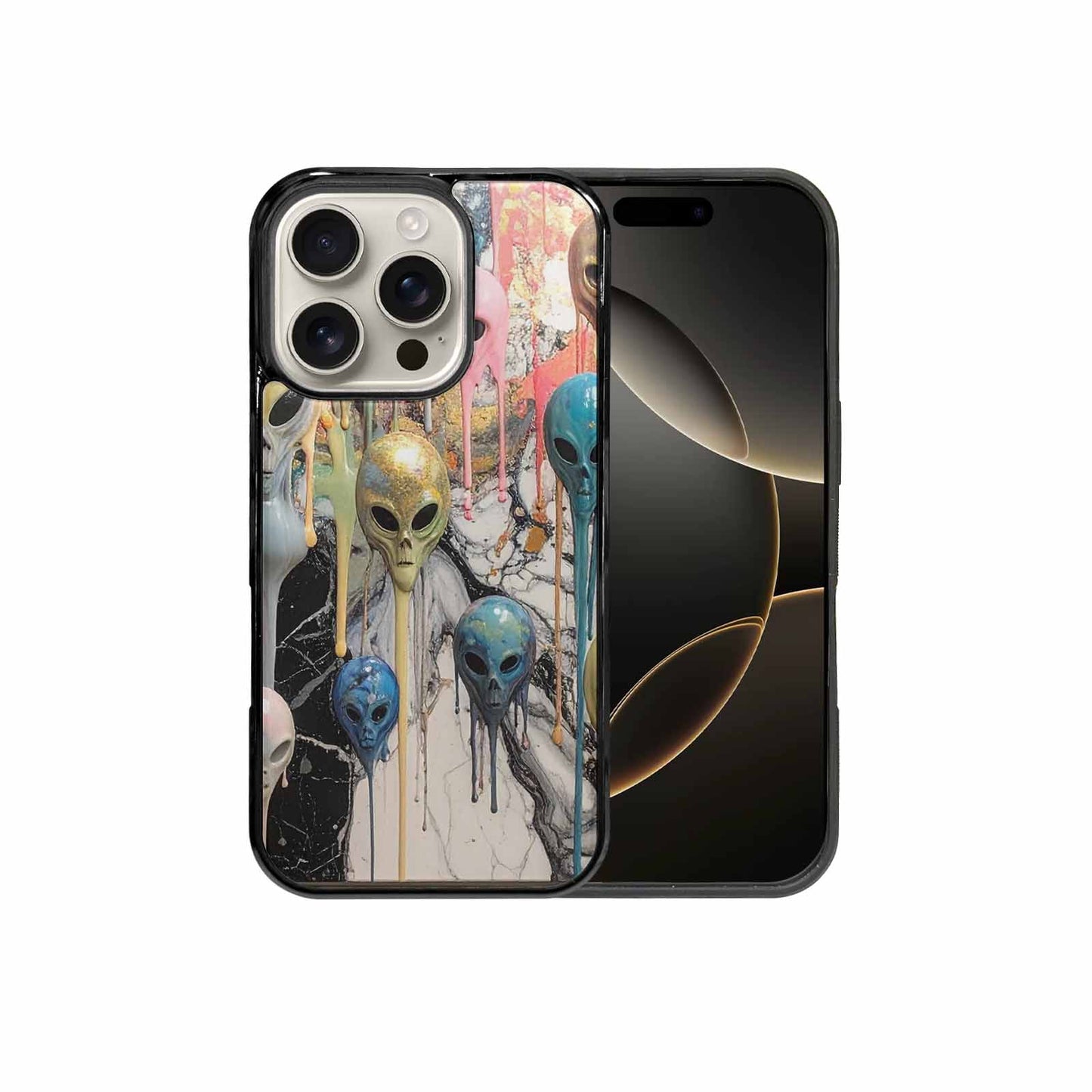 iPhone 16 Pro Case — Aliens Marblemelting Aliens Pa Eif, Custom Art Phone Cover