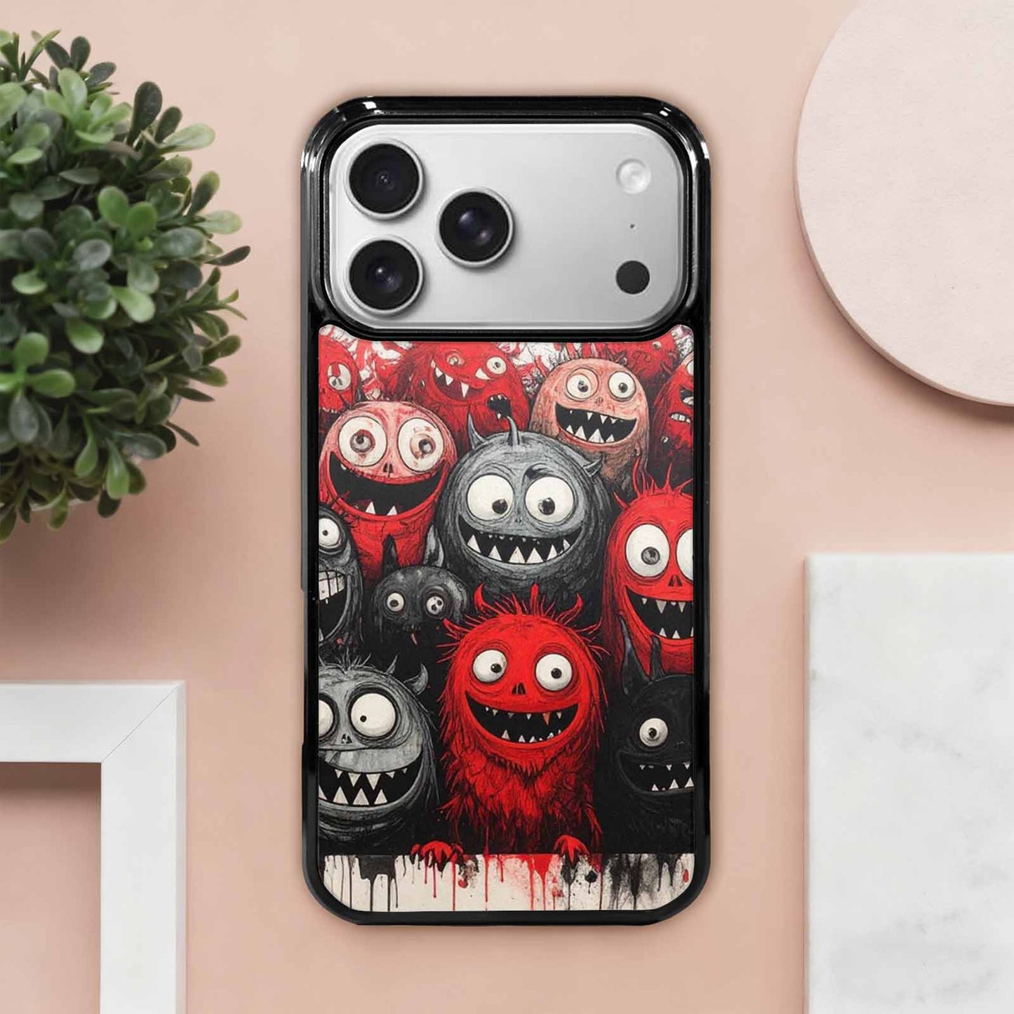 iPhone 17 Pro Max Case — Black &amp; Red Ink Cartoon Cute, Custom Art Phone Cover
