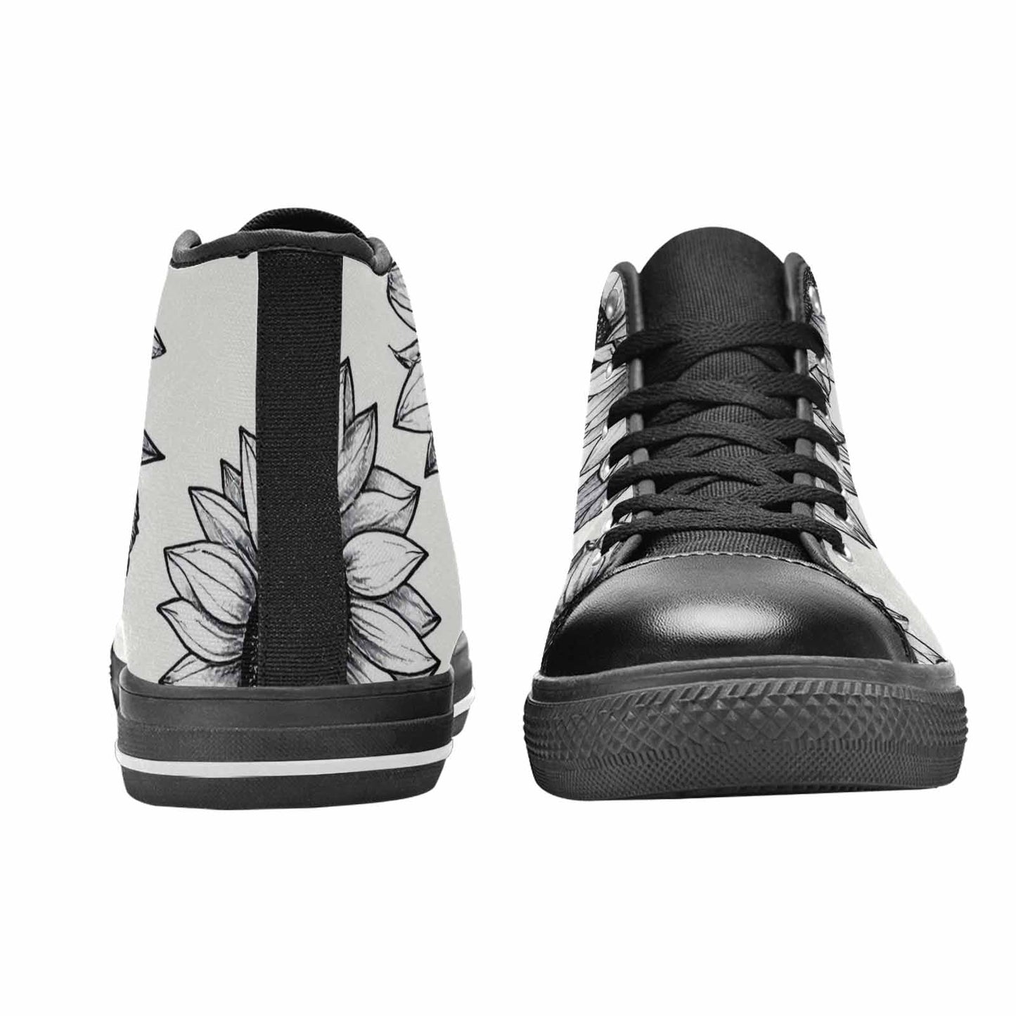 MEN'S Minimalist Line Art Sunflower High Top Canvas Cottagecore Shoes
