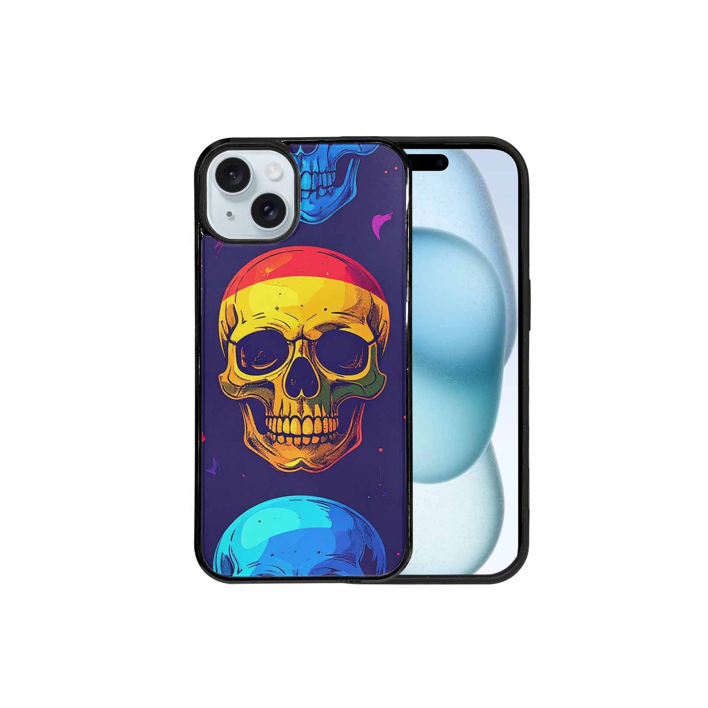 iPhone 15 Plus Case — Pride Flag Skulls Seamless Pattern Vibrant, Custom Phone Case