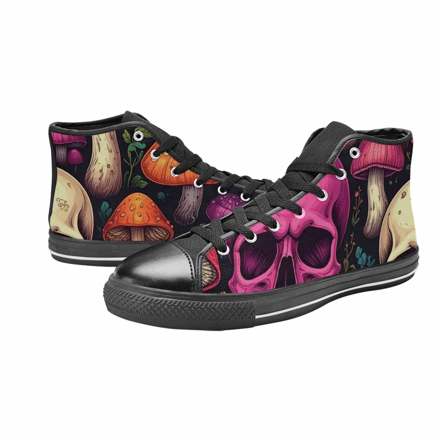 MEN'S Mushroom Skull High Top Canvas Cottagecore Custom Shoes