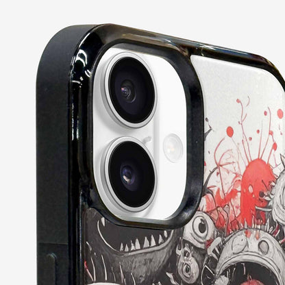 iPhone 16 Plus Case — Multi Eye Monster Black Red Ink, Customized Protective Case