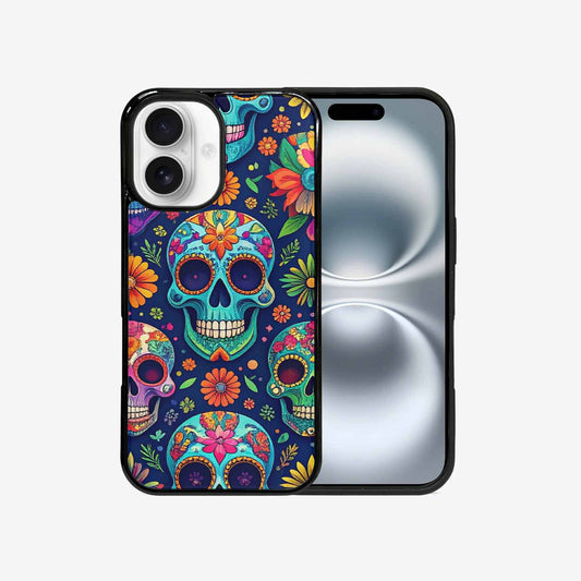 iPhone 16 Case — Rainbow Sugar Skull Weave, Custom Designed Case Cover