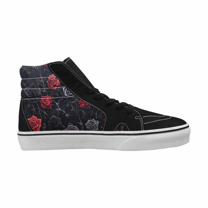WOMEN'S Black Gothic Rose High Top Canvas Aesthetic Shoes