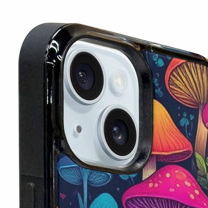 iPhone 15 Case — Mushroom Psychedelic Art Seamless Pattern Vibrant, Custom Phone Case