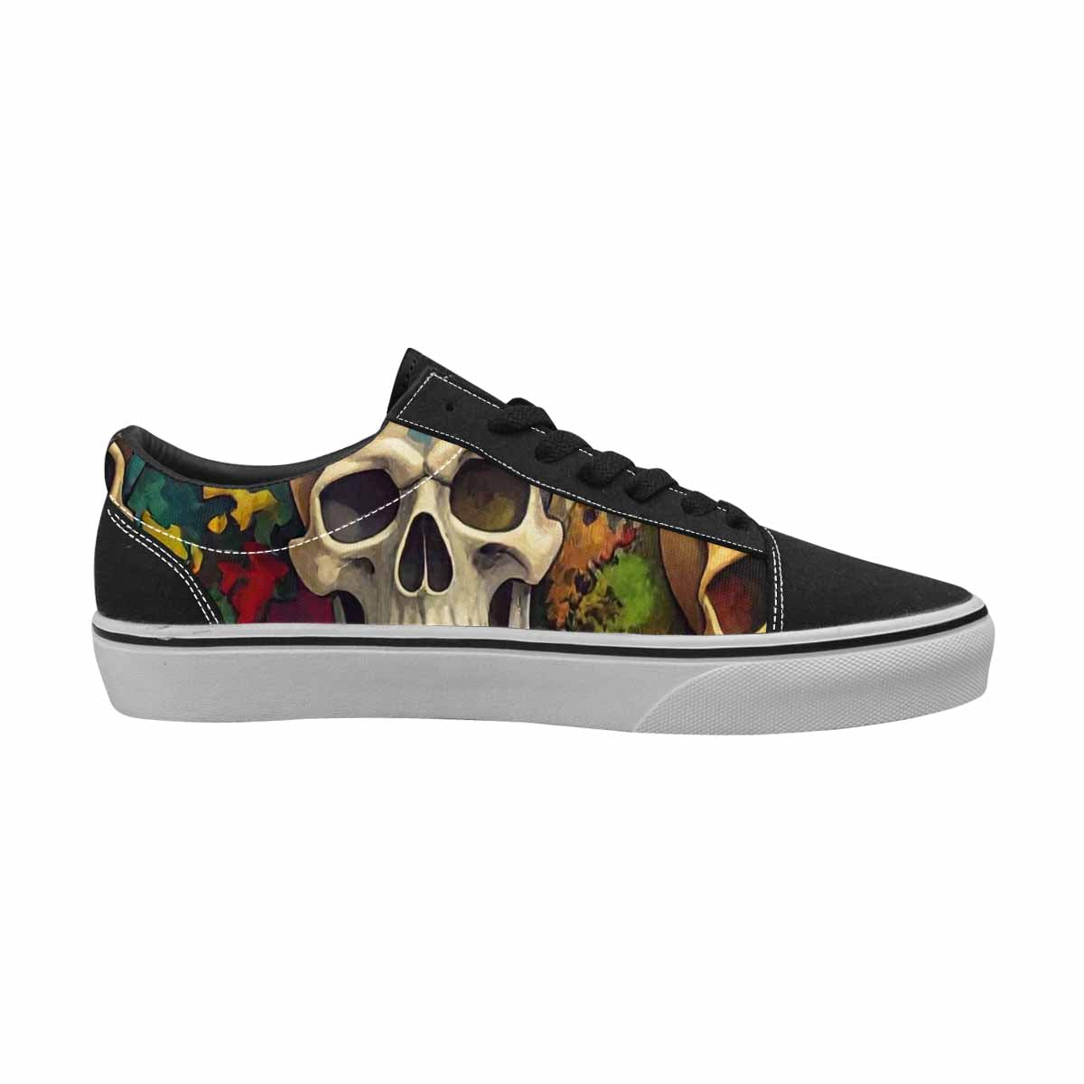 WOMEN'S Skulls  Camo Skulls Lace-Up Canvas Vivid Custom Sneakers