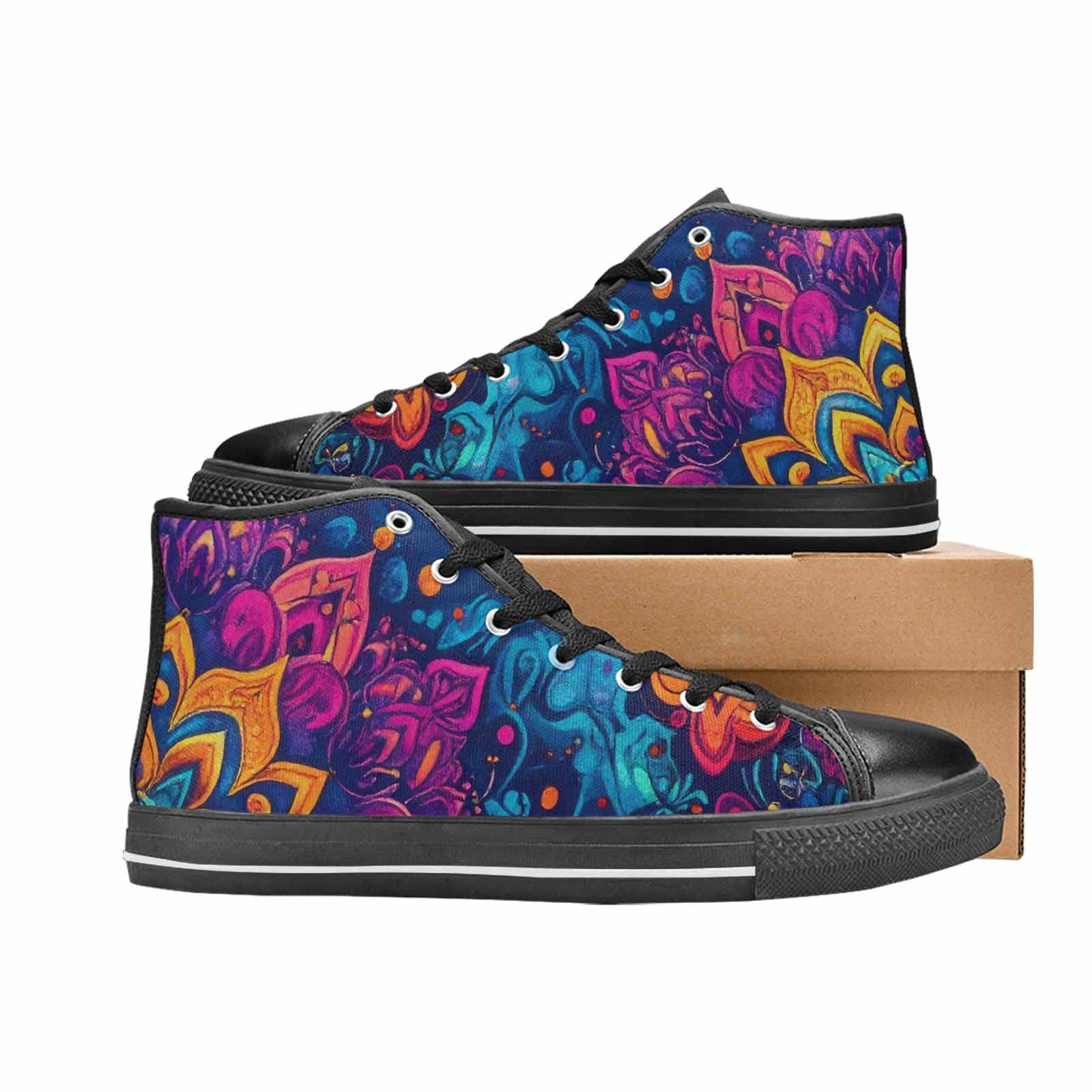 WOMEN'S Tie Dye Mandala High Top Canvas Dreamcore Custom Shoes