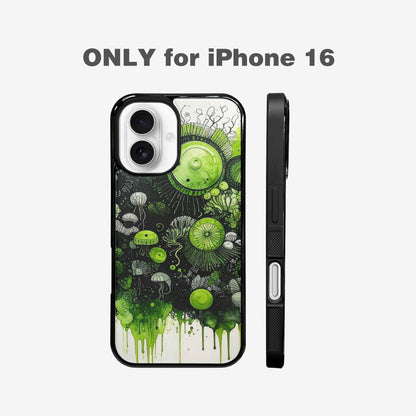 iPhone 16 Case — Sea Creature Burst Black Green Ink, Custom Made Phone Cover